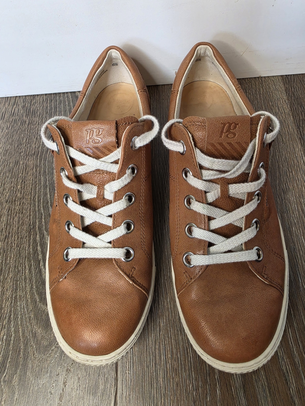Paul Green Cognac Leather Zip Sneakers Lace Up Comfort Womens UK 6.5 US 9